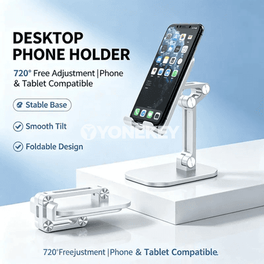 Eplenýän stol telefon stendi, iPhone we iPad üçin