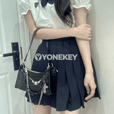 Retro zenan egin sumkasy, punk görnüşli kellesi zynjyrly shoulder bag