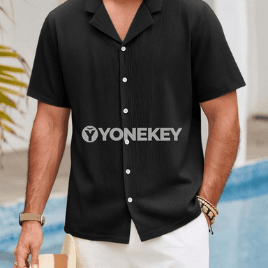 Erkekler üçin tomus köýnegi, gysga ýeňli, rahat klassik stil