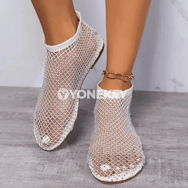 Zenanlar üçin tomusky mesh sandallar, ýeňil we amatly tekiz köwüş