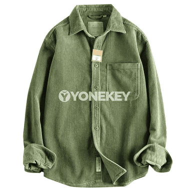 Erkekler üçin korduroý uzyn ýeňli gündelik köýnek-jaket