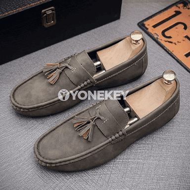 Erkekler üçin zamana laýyk zamşa loafers, rahat gündelik köwüşler