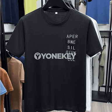 Erkekler üçin ýeňil, dem alýan gysga ýeňli futbolka, gündelik köýnek