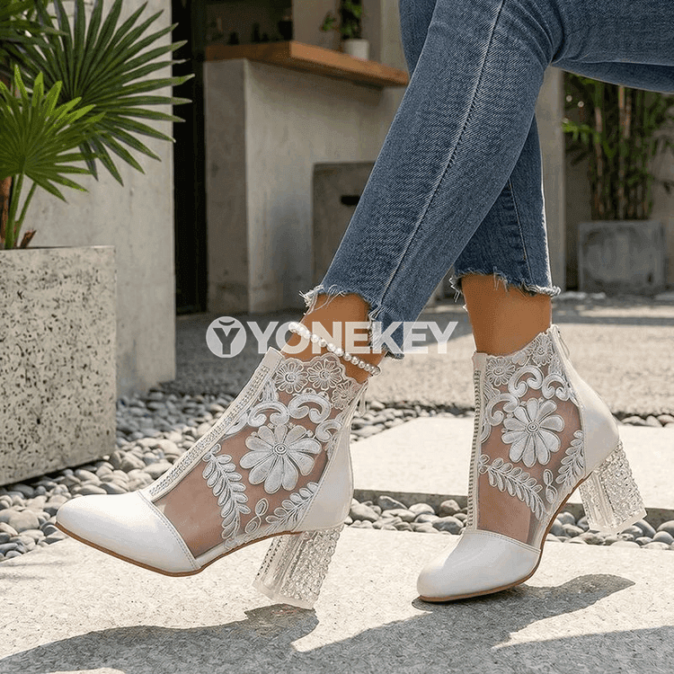 Zenanlar üçin mesh ökjeli aýakgaplar, zipperli döwrebap booties