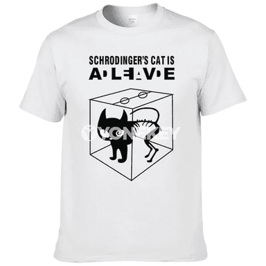 Schrödinger pişigi çaply erkekler üçin ýazky pagta futbolka
