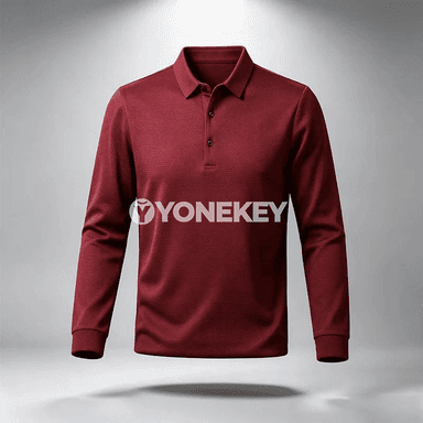 Erkekler üçin texturly uzyn ýeňli polo köýnek, rahat fit