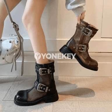 Zenanlar üçin ýeňil mesh güýz-güýzlük ankle ädikler, gapdal fermuarly
