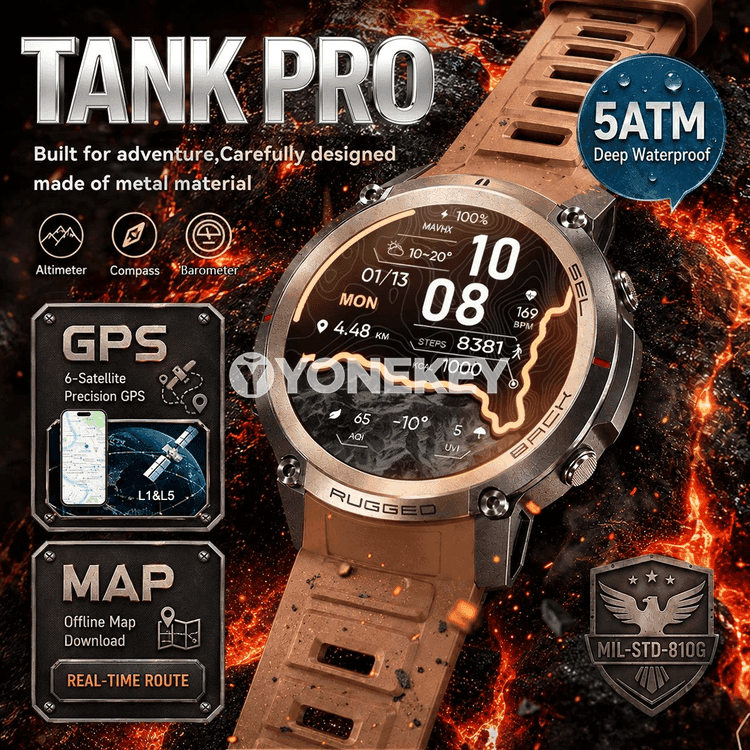 GUHUAVMI GPS akylly sagat, 5ATM, 1.43″ AMOLED, Bluetooth jaň