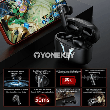 Lenovo GT102 Bluetooth 6.0 simsiz gaming nauşnikler, HD jaňly