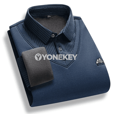 Erkekler üçin ýyly fleece polo boýunly köýnek, gyşky göni model