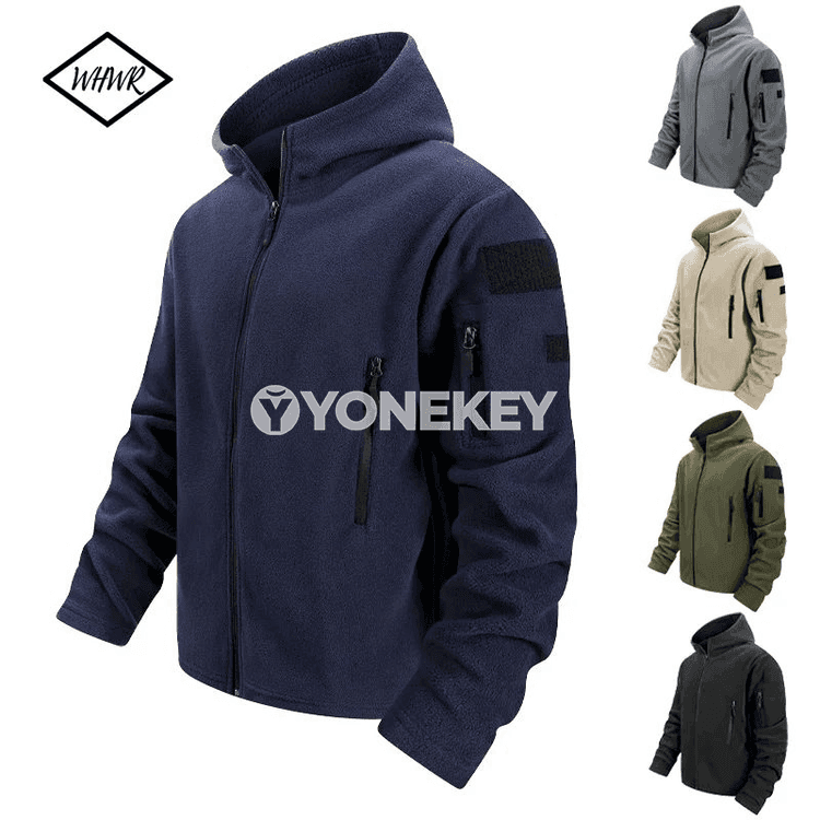 Erkekler üçin ýyly flees taktiki kapýuşonly gyş kurtkasy