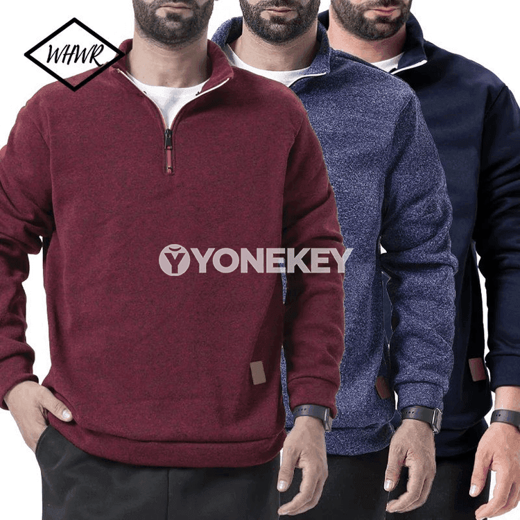 Erkekler üçin ýyly güýz-gyş ziperli switer, ýokary boýunly gündelik eşik