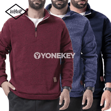Erkekler üçin ýyly güýz-gyş ziperli switer, ýokary boýunly gündelik eşik