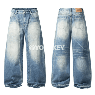 Erkekler üçin güýz-gyzyl gyş giň kesimli jeans, uniseks