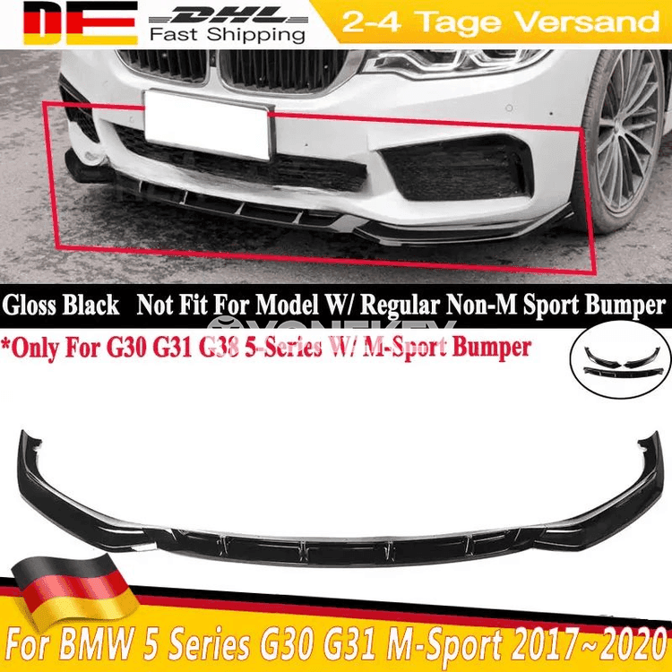 BMW G30/G31 GT stil gara öň bamper splitter lipi, M Sport