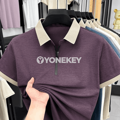 Erkekler üçin ýarym zip polo köýnek, çalt gurajak we dem alýan