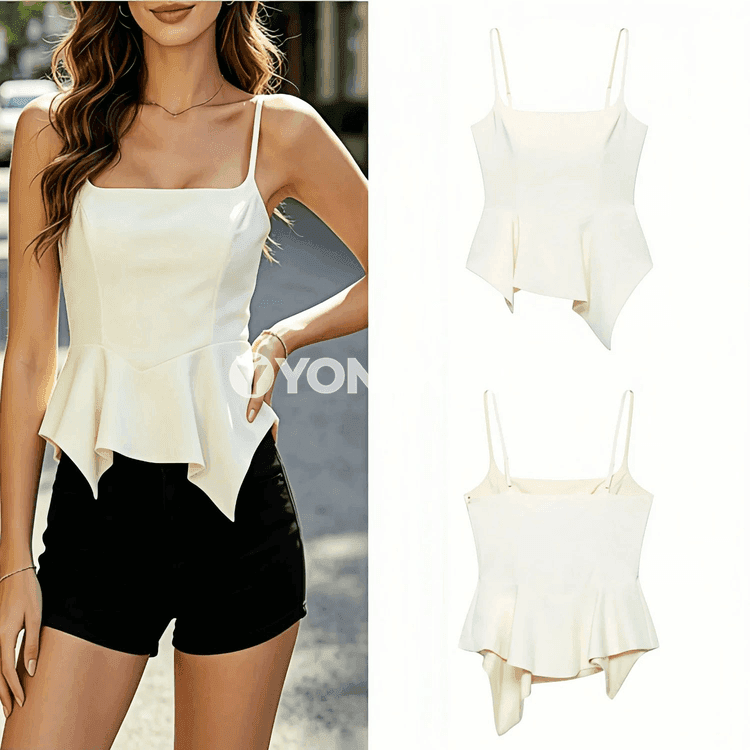 Aýal-gyzlar üçin ak ýeňsiz peplum top