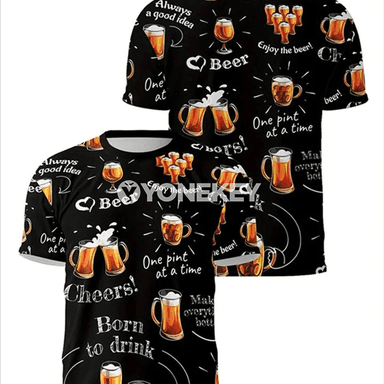Erkekler üçin 3D oktýabr festiwal futbolkasy, vintage stil
