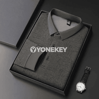 Erkekler üçin ýaz polo köýnek, uzyn ýeňli, çaply, rahat gündelik stil