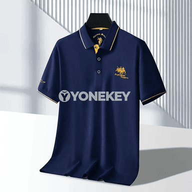 Erkekler üçin dem alýan polo köýnek, gysga ýeňli, ýaz-ýazda geýmek üçin
