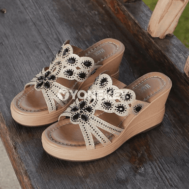 Zenanlar üçin ýyladyşly rhinestone bezegli tomus sandallary