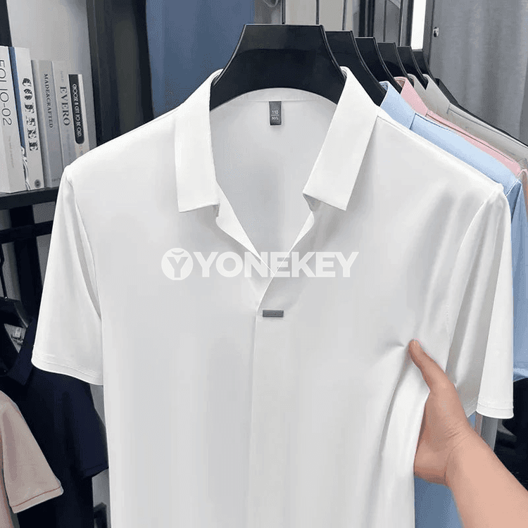 Erkekler üçin ýeňil howa geçiriji gysga ýeňli polo köýnek