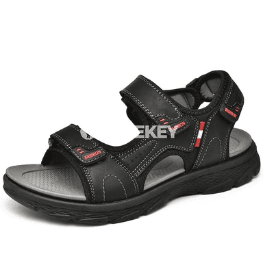 Klassiki erkek sandallary, hakyky deri, uly ölçegli tomus köwüşleri