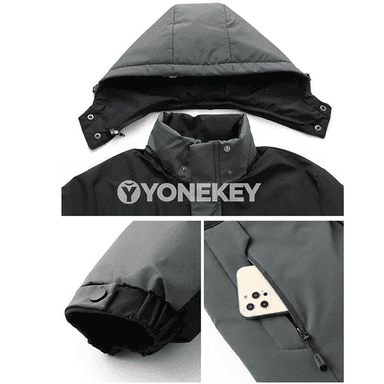 Erkekler üçin uzyn gyş parka kurtkasy, ýyly kapýuşonly