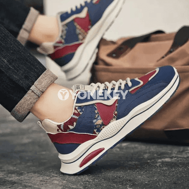 Erkekler üçin etnik patchwork platform krasowkalar, ýeňil we amatly