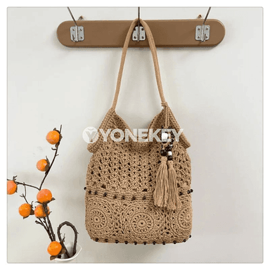 Aýallar üçin el dokalan keşdeli tote sumka, tomusky boho stil sumka.