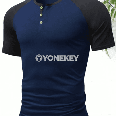 Erkekler üçin Henley futbolka, ýeňil, dem alýan, gündelik stil