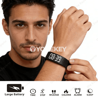 LED sanly oýanma sagady, titremeli budikly sport bileklik HT30
