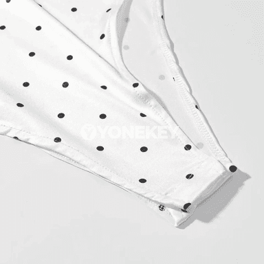 Zenanlar üçin ýazky ýeňsiz polka nokatly bodi, ýönekeý stil