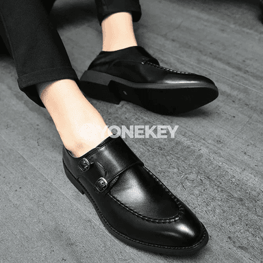 Erkekler üçin klassik iş köwüşleri, ýiti burunly, slip-on