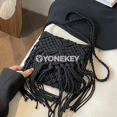 Aýallar üçin dokalan egin sumkasy, saçakly boho crossbody