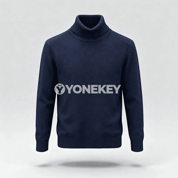 Erkekler üçin ýyly beýik boýunly trikotaž switer, gündelik stil