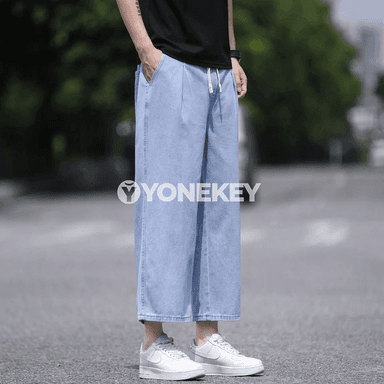 Erkekler üçin giň kesimli ýaz-güýz jeans balak