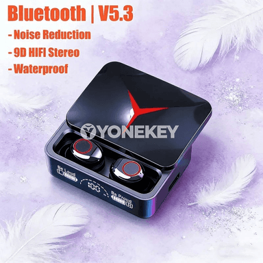 M90 simsiz TWS Bluetooth nauşnik, sport we oýun üçin