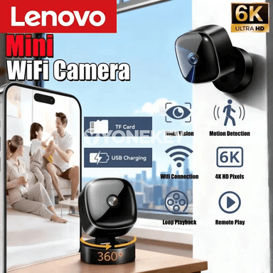 Lenovo 6K mini simsiz howpsuzlyk kamerasy, Wi‑Fi, akylly monitor