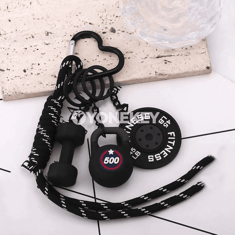Aýal-gyzlar üçin 3D dambbell görnüşli fitnes açar asmasy
