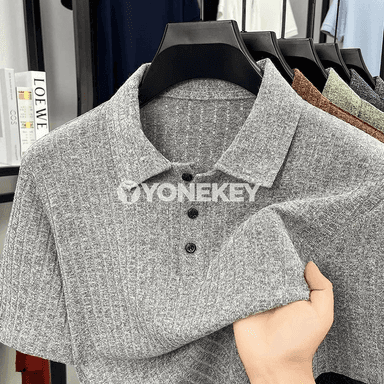 Erkekler üçin ýazky polo köýnek, dem alýan, ýumşak, uzalýan