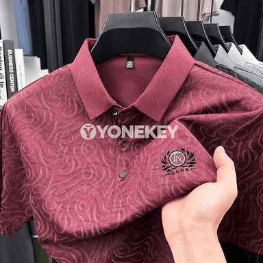 Erkekler üçin ýeňil, dem alýan çaply polo köýnek, ýaz-tomus