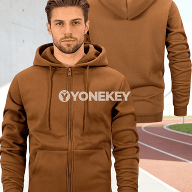 Erkekler üçin ýyly kapýuşonly zipli hudi, içi fleece