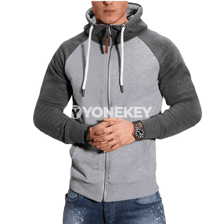 Erkekler üçin zippeli hoodili ýyly sweatshirt, gyş güýz modeli