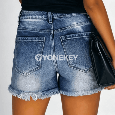 Zenanlar üçin uly ölçegli denim şortik, gündelik rahat tomus stili