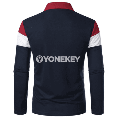 Erkekler üçin zolakly uzyn ýeňli köýnek, gündelik stil