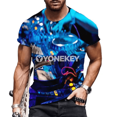 3D çaply sahna DJ futbolkasy — erkekler we aýallar üçin