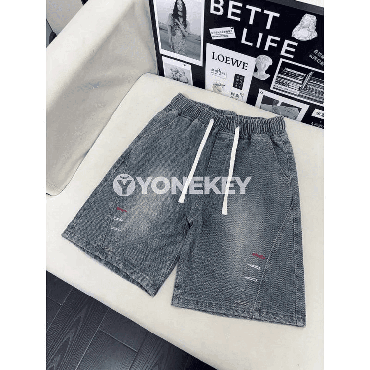 Erkekler üçin ýaz-ýaz ýeňil denim şortik, giň kesim, gündelik stil