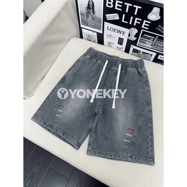 Erkekler üçin ýaz-ýaz ýeňil denim şortik, giň kesim, gündelik stil