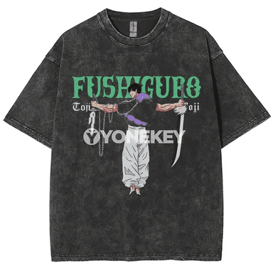 Gojo Satoru anime erkek-gyzlar üçin pagta futbolka, retro stil
